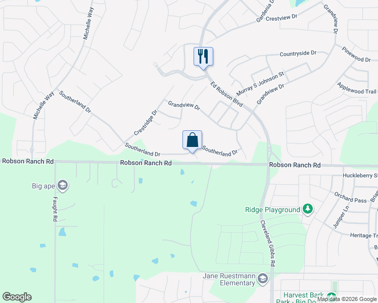 map of restaurants, bars, coffee shops, grocery stores, and more near 10104 Serene Court in Denton