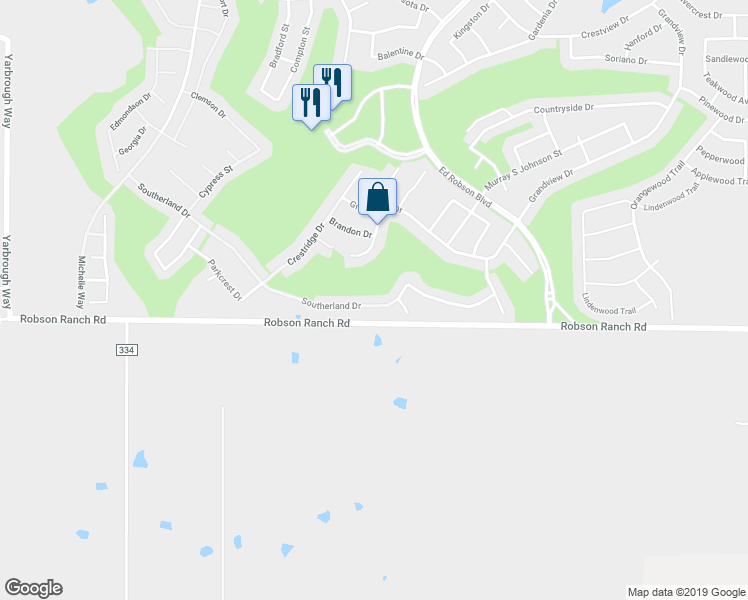 map of restaurants, bars, coffee shops, grocery stores, and more near 11201 Southerland Drive in Denton