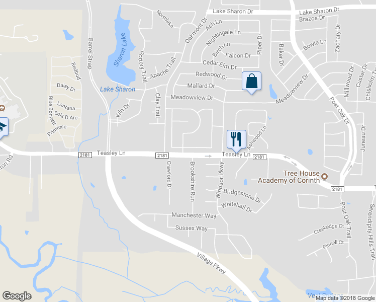 map of restaurants, bars, coffee shops, grocery stores, and more near 1502 Rancho Domingues Road in Corinth