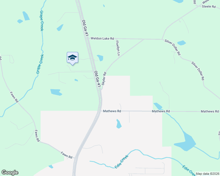 map of restaurants, bars, coffee shops, grocery stores, and more near 105 Skyler Road in Milner