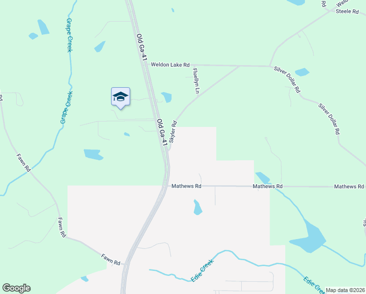 map of restaurants, bars, coffee shops, grocery stores, and more near 105 Skyler Road in Milner