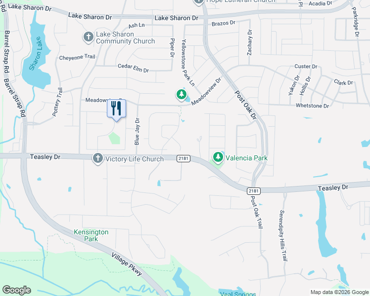map of restaurants, bars, coffee shops, grocery stores, and more near 3350 Forest Glen Drive in Corinth
