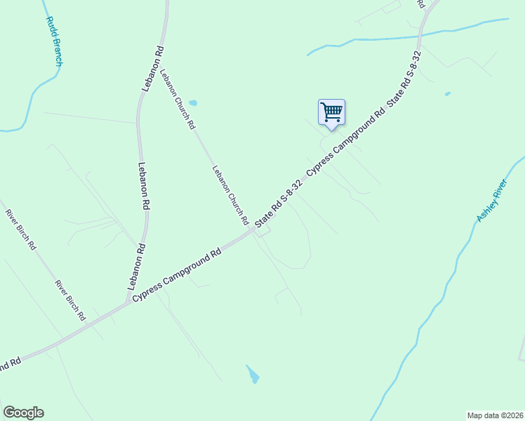 map of restaurants, bars, coffee shops, grocery stores, and more near 1882 Cypress Campground Road in Ridgeville