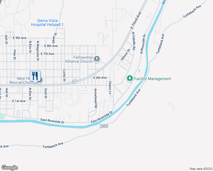 map of restaurants, bars, coffee shops, grocery stores, and more near Osborn Lane in Truth or Consequences