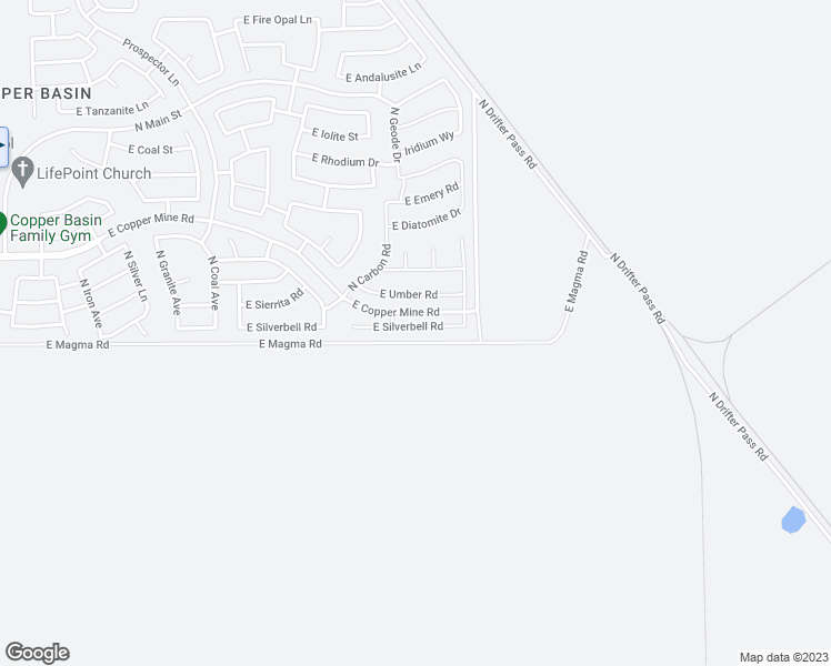 map of restaurants, bars, coffee shops, grocery stores, and more near 5165 East Silverbell Road in San Tan Valley