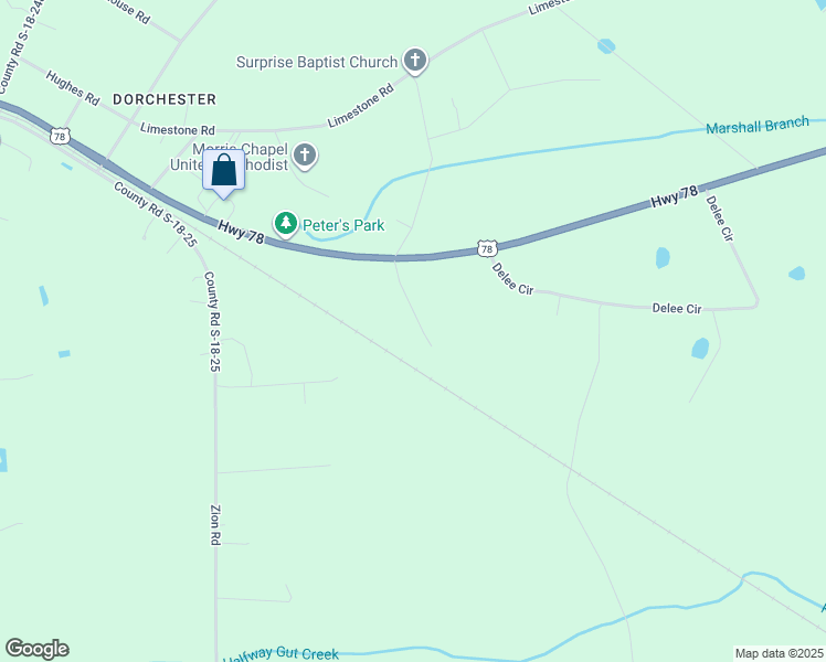 map of restaurants, bars, coffee shops, grocery stores, and more near 144 Mary Road in Dorchester County