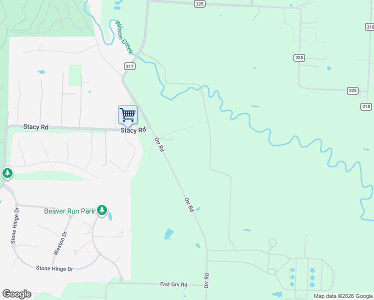 map of restaurants, bars, coffee shops, grocery stores, and more near 3580 Orr Road in Allen