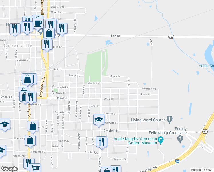 map of restaurants, bars, coffee shops, grocery stores, and more near 1412 Hemphill St in Greenville