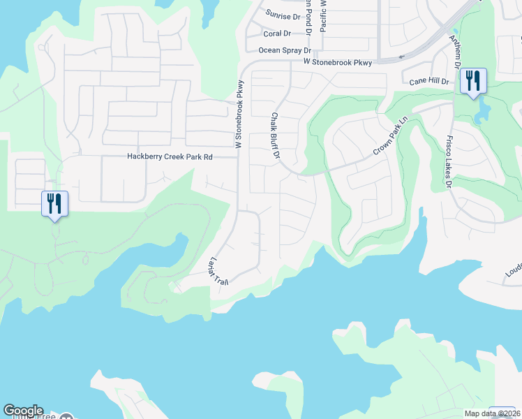 map of restaurants, bars, coffee shops, grocery stores, and more near 2248 Lariat Trail in Frisco