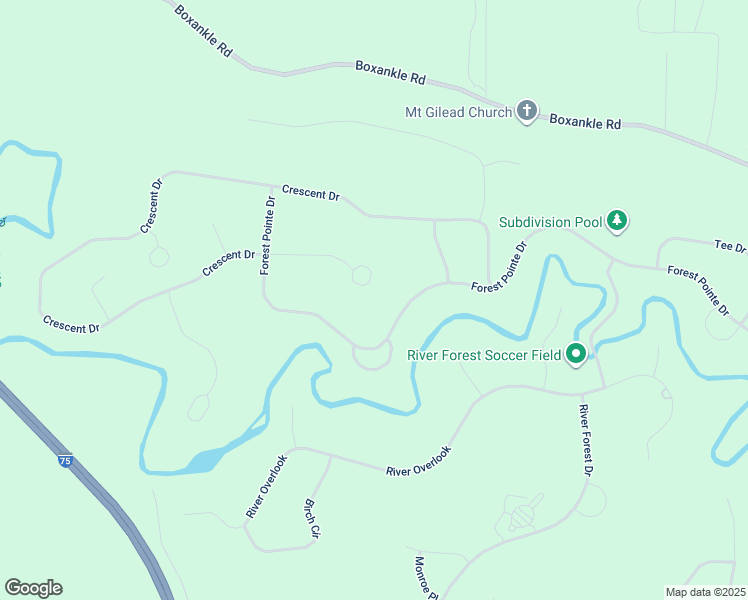 map of restaurants, bars, coffee shops, grocery stores, and more near 504 Forest Pointe Drive in Forsyth