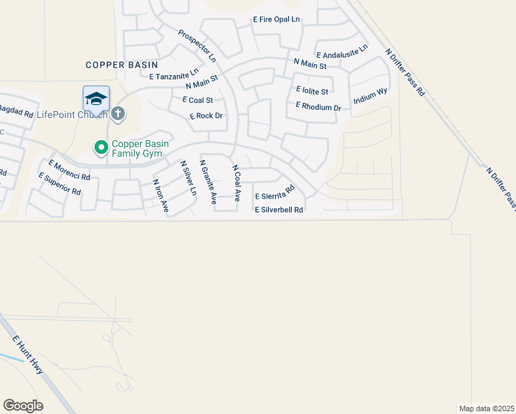 map of restaurants, bars, coffee shops, grocery stores, and more near 4558 East Silverbell Road in Queen Creek
