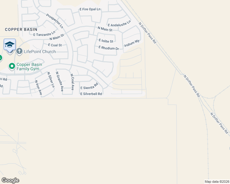 map of restaurants, bars, coffee shops, grocery stores, and more near 4970 East Silverbell Road in Queen Creek