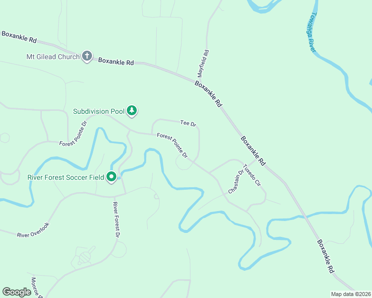 map of restaurants, bars, coffee shops, grocery stores, and more near 302 Forest Pointe Drive in Forsyth