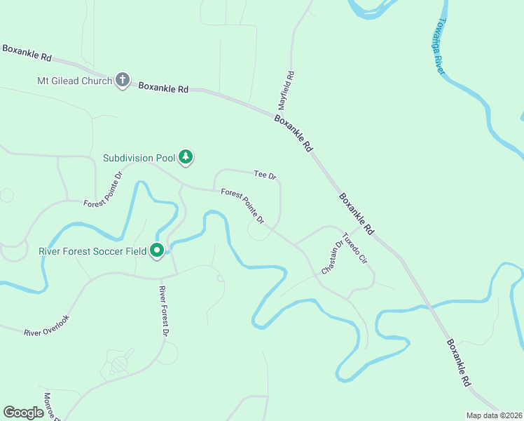 map of restaurants, bars, coffee shops, grocery stores, and more near 302 Forest Pointe Drive in Forsyth