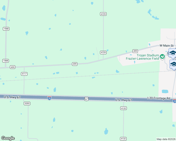map of restaurants, bars, coffee shops, grocery stores, and more near 3373 Farm Road 499 in Cumby