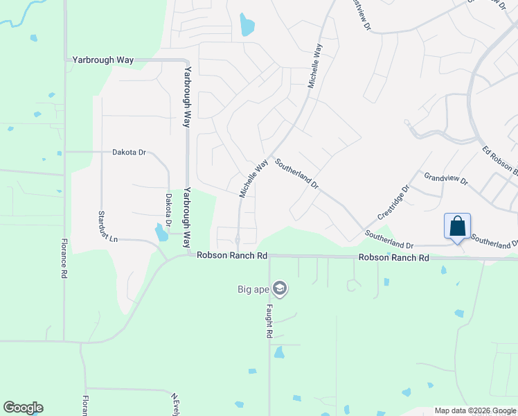 map of restaurants, bars, coffee shops, grocery stores, and more near 10205 Obsidian Drive in Denton