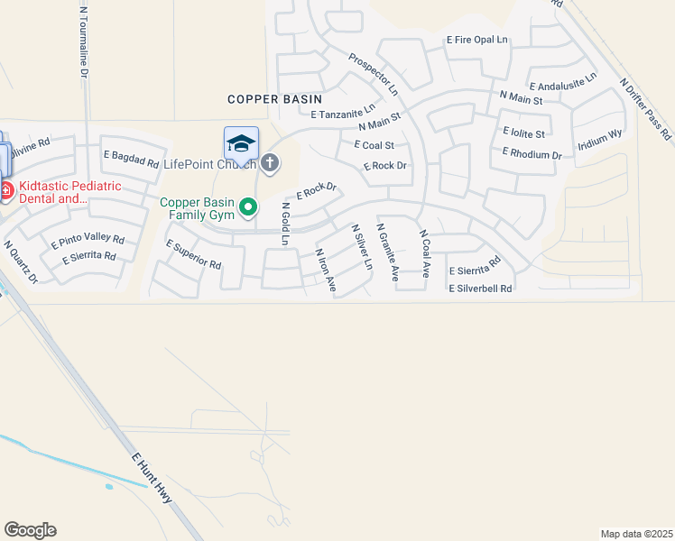 map of restaurants, bars, coffee shops, grocery stores, and more near 4058 East Sierrita Road in San Tan Valley