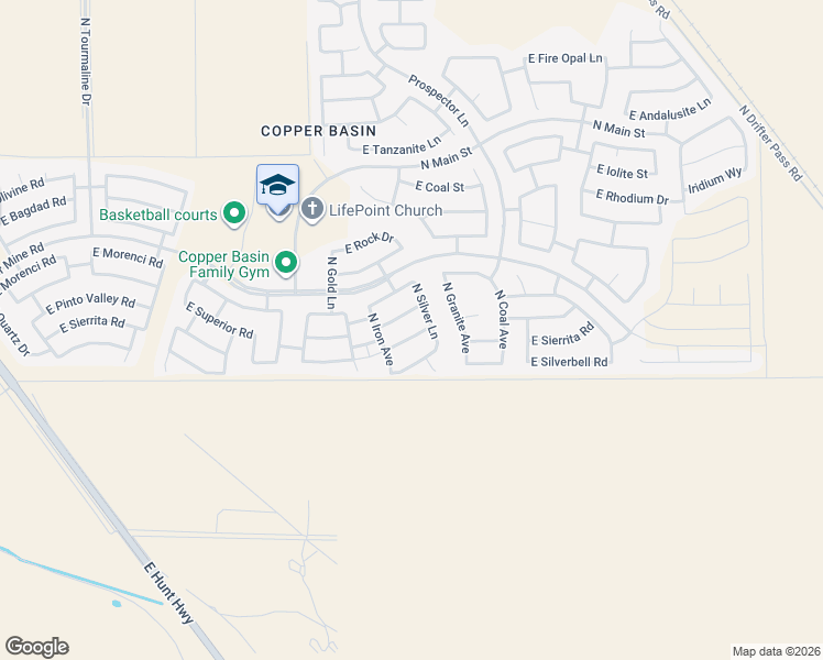 map of restaurants, bars, coffee shops, grocery stores, and more near 4155 East Superior Road in San Tan Valley