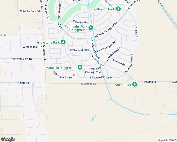 map of restaurants, bars, coffee shops, grocery stores, and more near 519 East Castle Rock Road in San Tan Valley