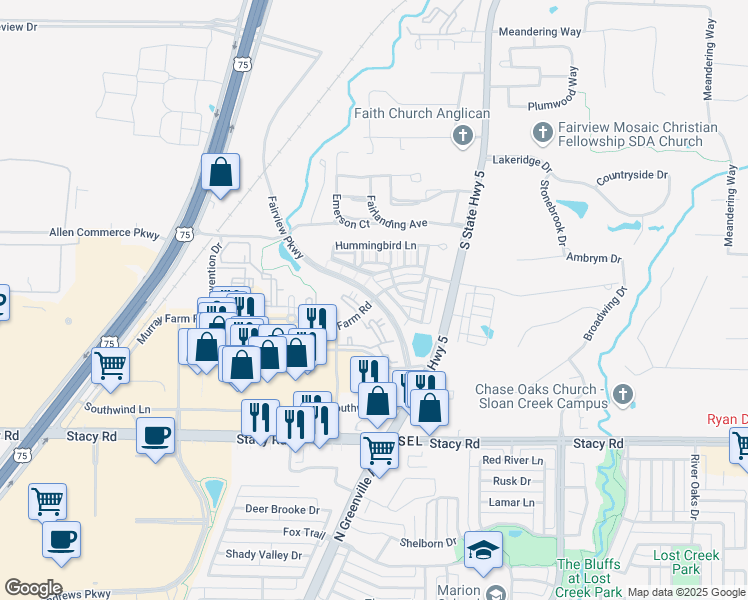 map of restaurants, bars, coffee shops, grocery stores, and more near 364 Murray Farm Road in Fairview