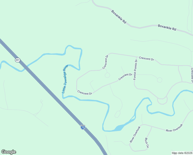 map of restaurants, bars, coffee shops, grocery stores, and more near 405 Crescent Drive in Forsyth