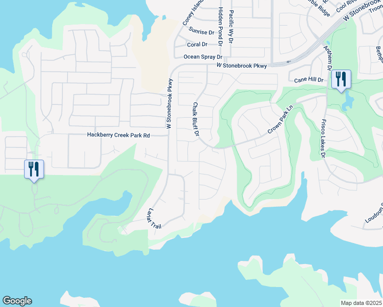 map of restaurants, bars, coffee shops, grocery stores, and more near 6698 Trout Lane in Frisco
