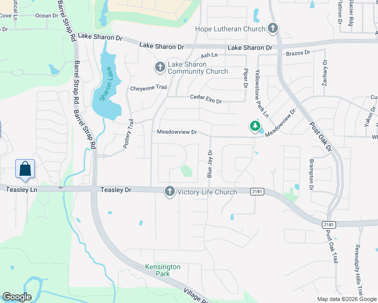 map of restaurants, bars, coffee shops, grocery stores, and more near 3104 Mulholland Road in Corinth