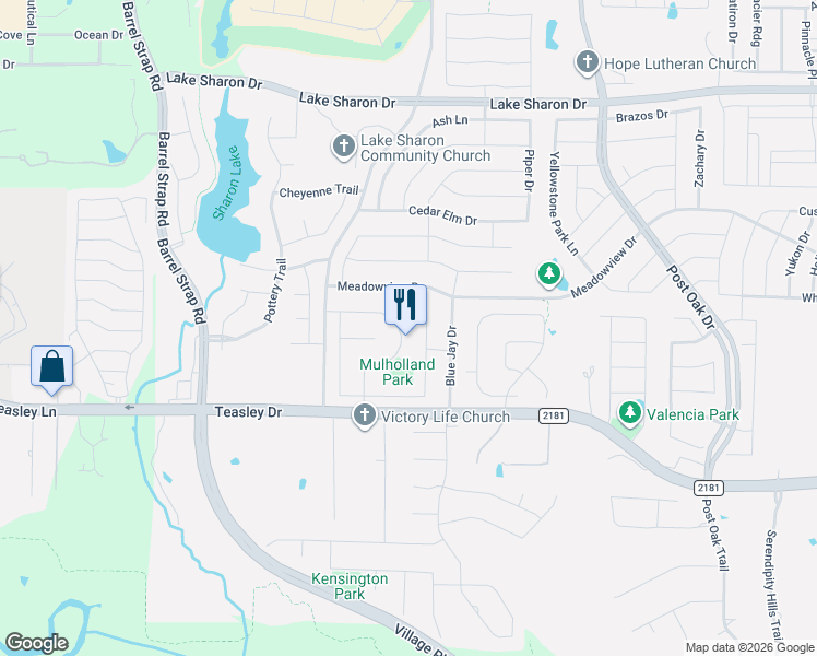 map of restaurants, bars, coffee shops, grocery stores, and more near 1504 Oceano Drive in Corinth