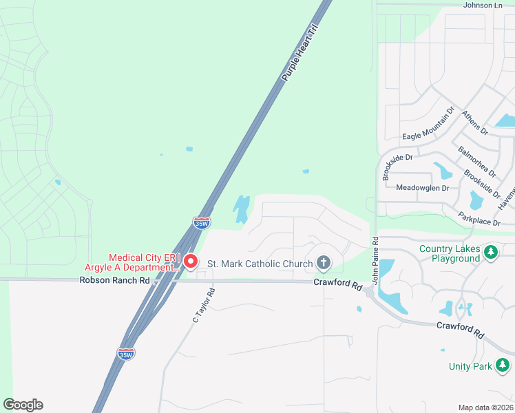 map of restaurants, bars, coffee shops, grocery stores, and more near 9604 Creekmere Drive in Argyle