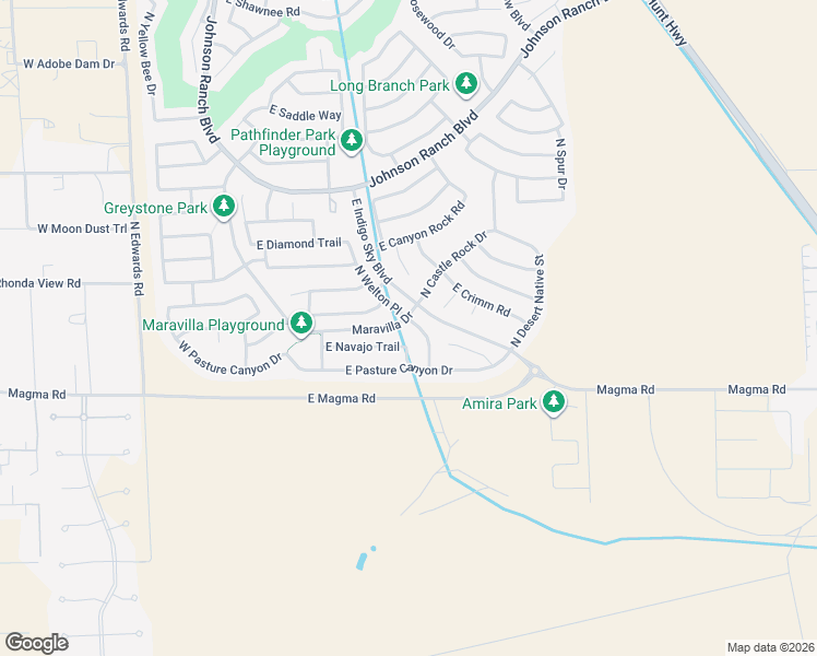 map of restaurants, bars, coffee shops, grocery stores, and more near 28176 North Welton Place in San Tan Valley