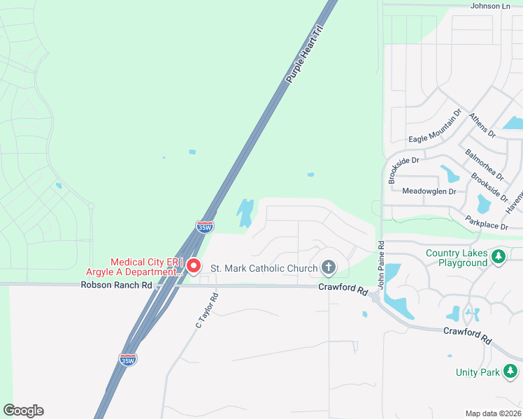 map of restaurants, bars, coffee shops, grocery stores, and more near 9604 Creekmere Drive in Argyle
