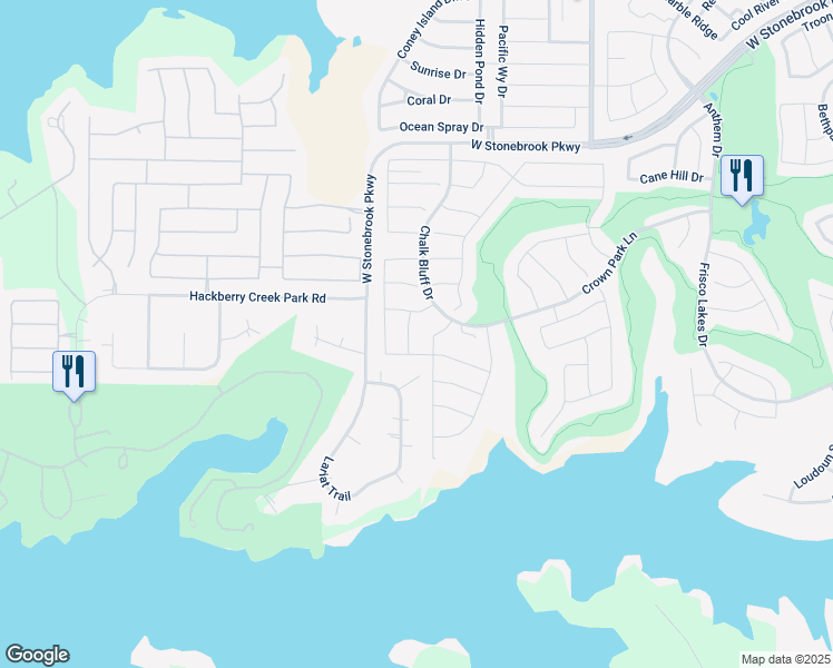 map of restaurants, bars, coffee shops, grocery stores, and more near 6698 Trout Lane in Frisco