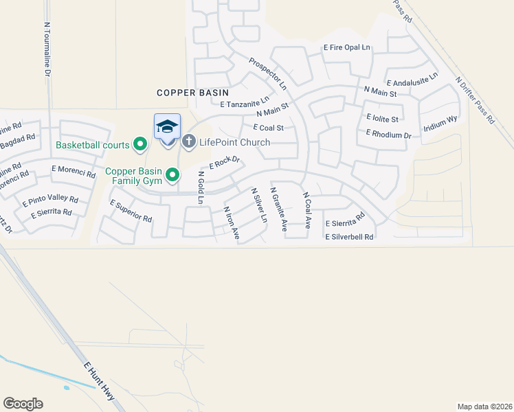 map of restaurants, bars, coffee shops, grocery stores, and more near 4155 East Superior Road in San Tan Valley