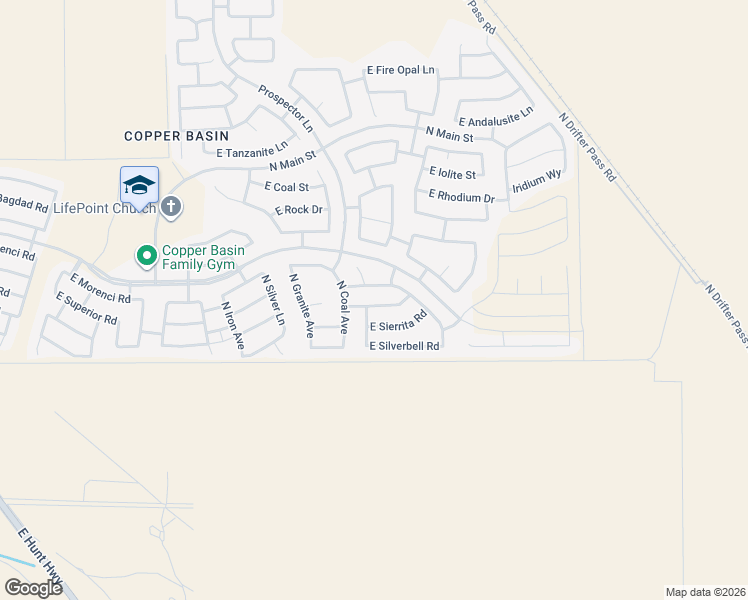 map of restaurants, bars, coffee shops, grocery stores, and more near 4562 East Pinto Valley Road in Queen Creek