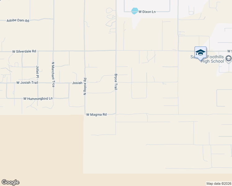map of restaurants, bars, coffee shops, grocery stores, and more near Bryce Trail in San Tan Valley