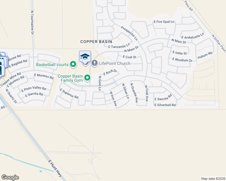 map of restaurants, bars, coffee shops, grocery stores, and more near 3999 East Morenci Road in San Tan Valley