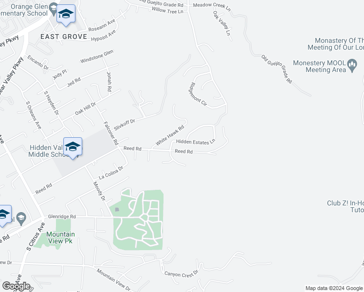 map of restaurants, bars, coffee shops, grocery stores, and more near 3219 Hidden Estates Lane in Escondido
