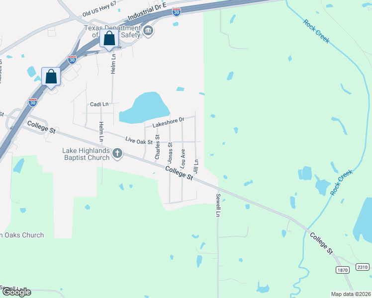 map of restaurants, bars, coffee shops, grocery stores, and more near 122 Jill Lane in Sulphur Springs