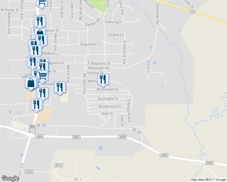 map of restaurants, bars, coffee shops, grocery stores, and more near 506 Rosewood Street in Mount Pleasant