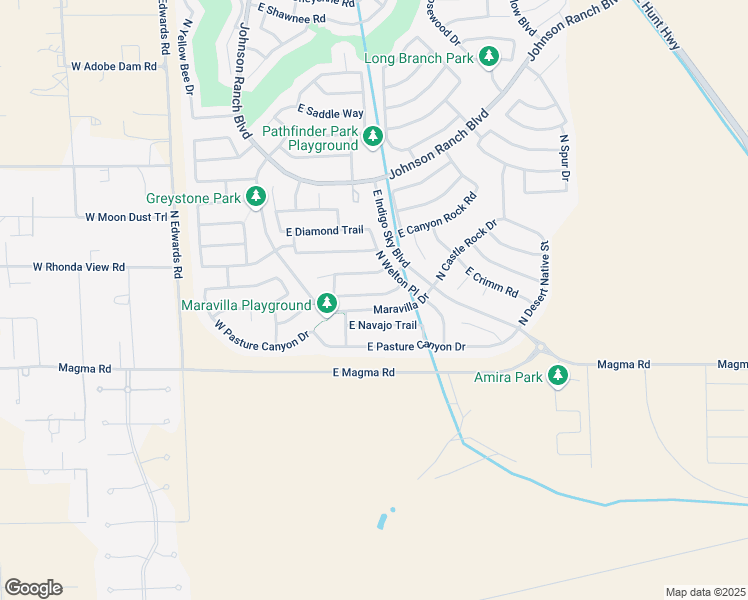 map of restaurants, bars, coffee shops, grocery stores, and more near 519 East Castle Rock Road in San Tan Valley