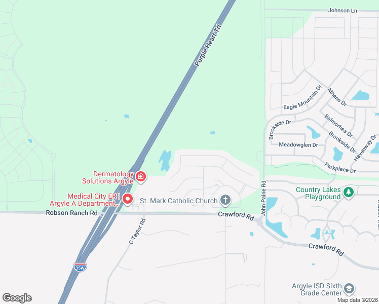 map of restaurants, bars, coffee shops, grocery stores, and more near 6620 Roaring Creek in Argyle