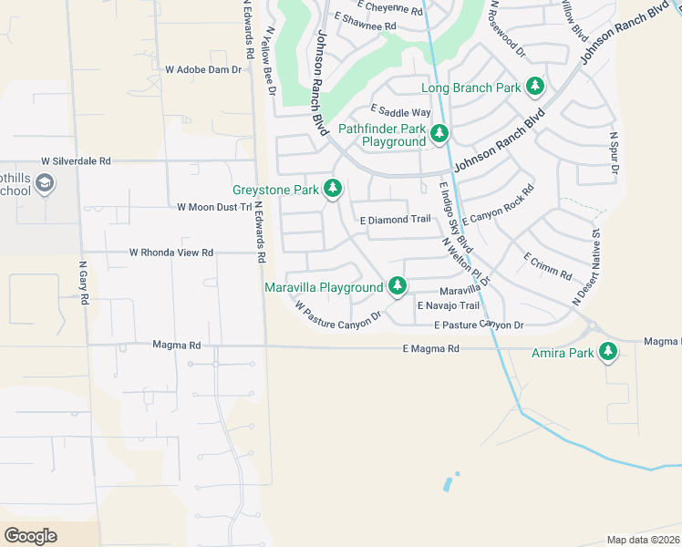 map of restaurants, bars, coffee shops, grocery stores, and more near 46 West Castle Rock Road in Queen Creek