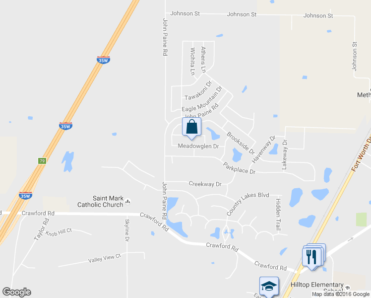 map of restaurants, bars, coffee shops, grocery stores, and more near 5913 Parkplace Drive in Argyle