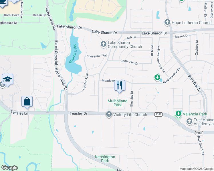 map of restaurants, bars, coffee shops, grocery stores, and more near 3103 Topanga Canyon Drive in Corinth