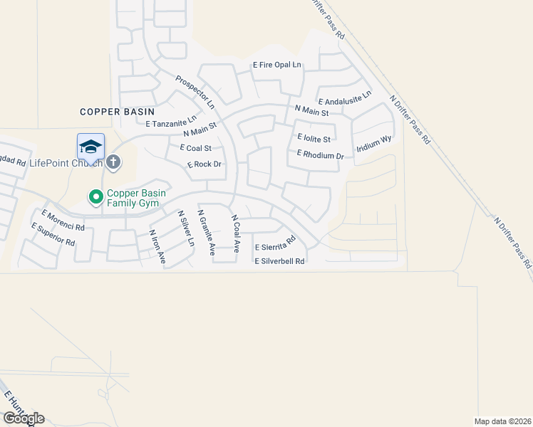 map of restaurants, bars, coffee shops, grocery stores, and more near 4562 East Pinto Valley Road in Queen Creek