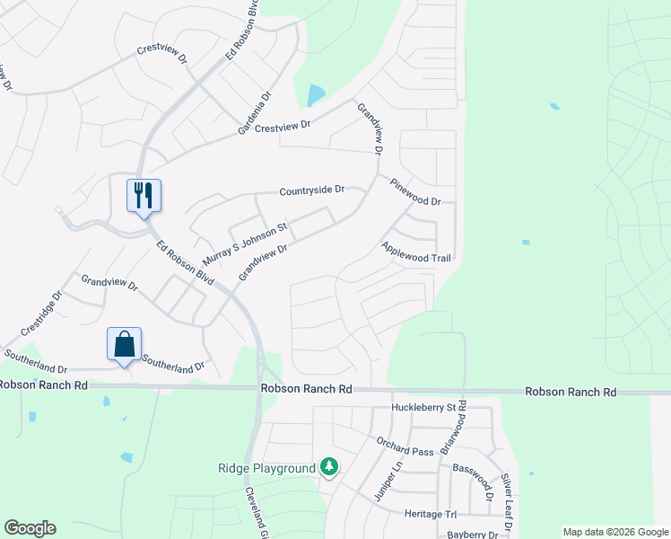 map of restaurants, bars, coffee shops, grocery stores, and more near 9612 Orangewood Trail in Denton