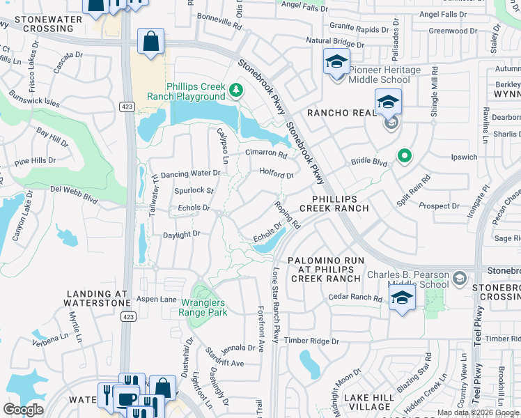 map of restaurants, bars, coffee shops, grocery stores, and more near 1171 Running Bay in Frisco
