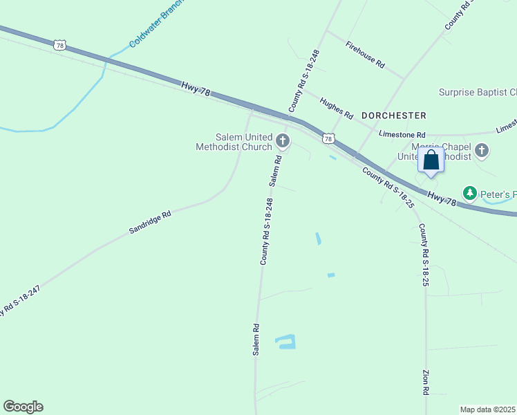 map of restaurants, bars, coffee shops, grocery stores, and more near 174 Salem Road in Dorchester County