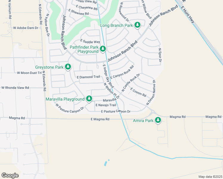 map of restaurants, bars, coffee shops, grocery stores, and more near 28273 North Welton Place in San Tan Valley