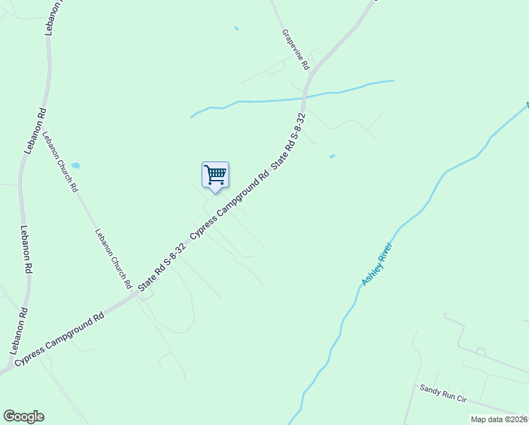 map of restaurants, bars, coffee shops, grocery stores, and more near 2001 Cypress Campground Road in Ridgeville